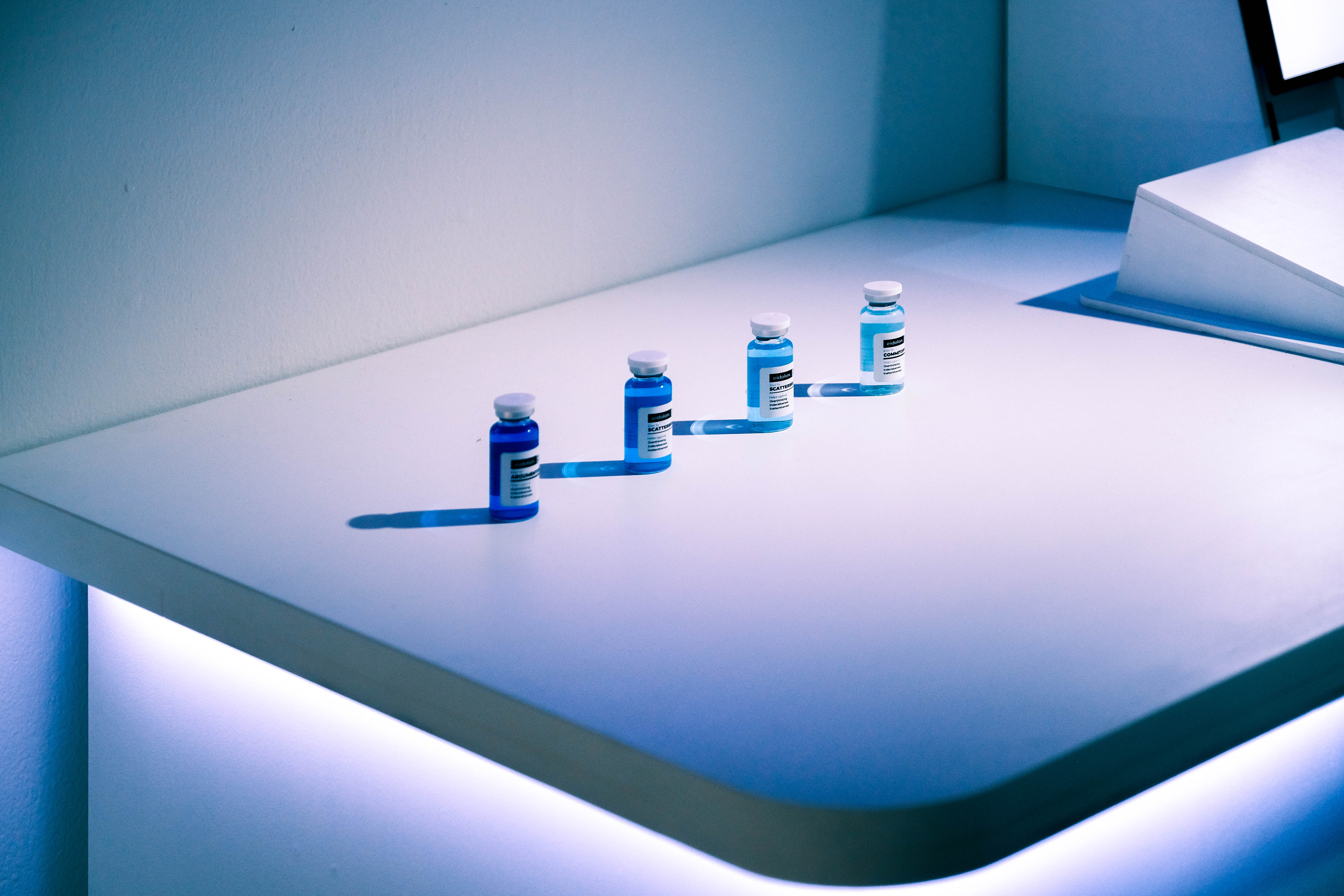 Installation setup with blue lighting