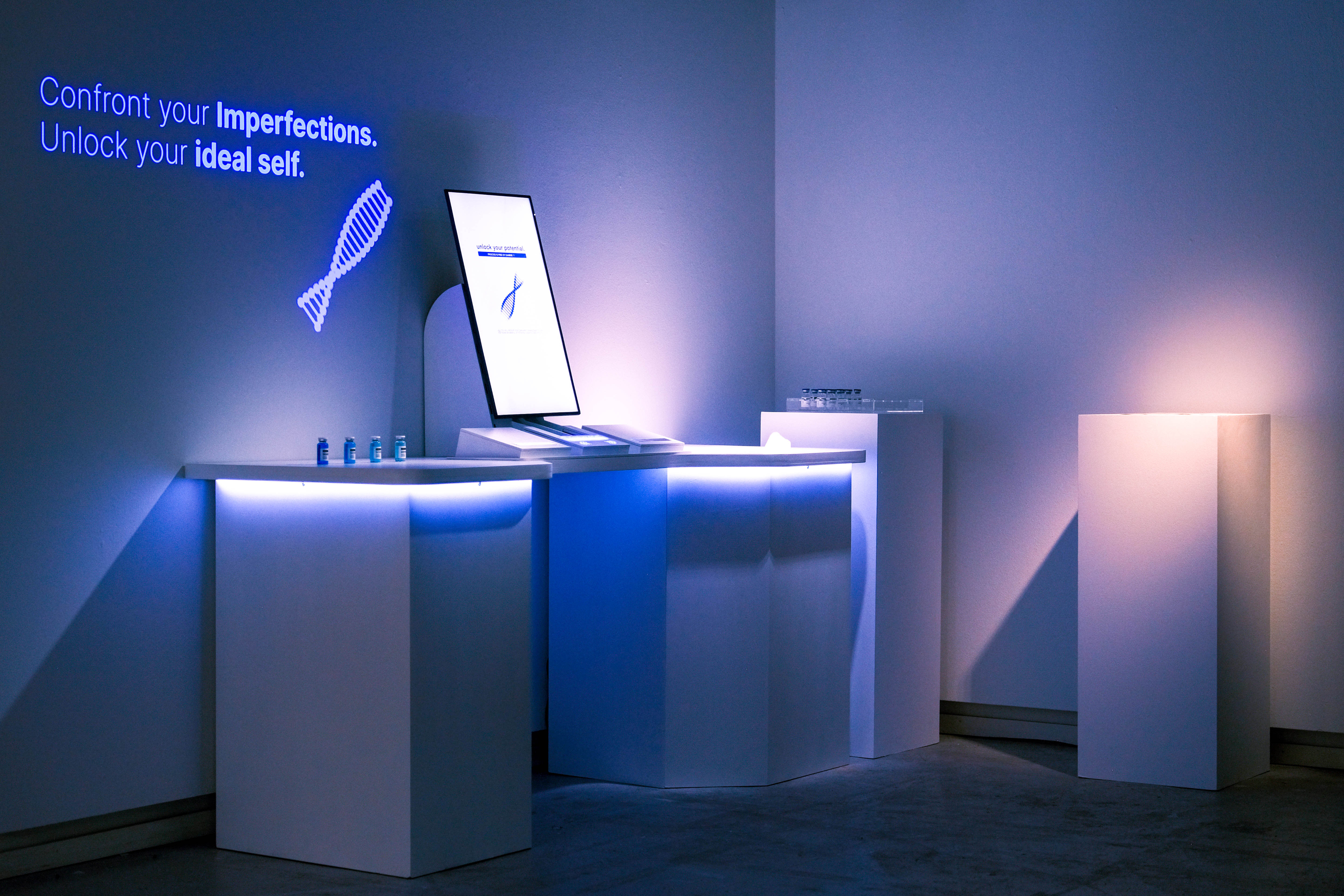 Installation setup with blue lighting